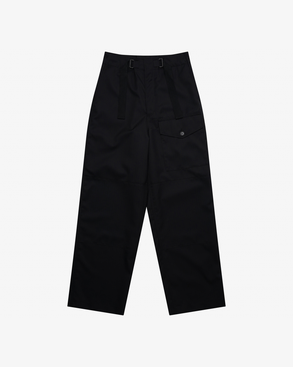 AURALEE - Men's Wool Herringbone Cargo Pants - (Black)