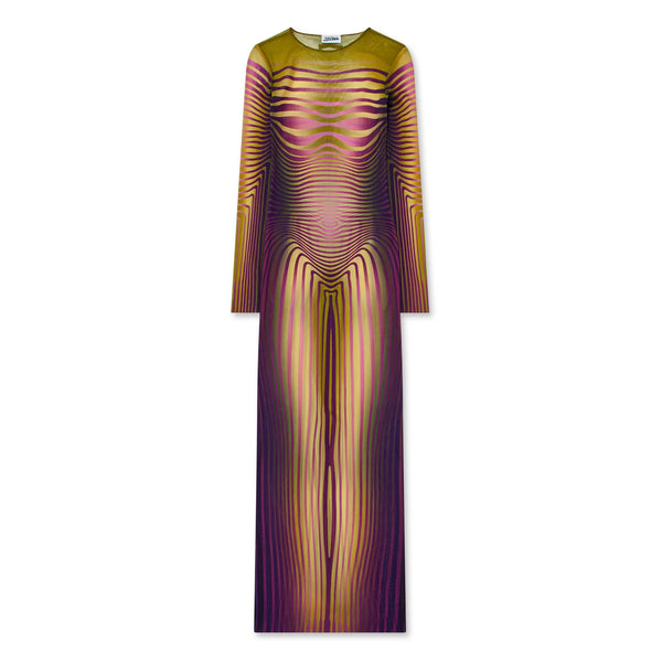 JEAN PAUL GAULTIER - Women's Printed Morphing Stripe Dress - (Green/Purple)