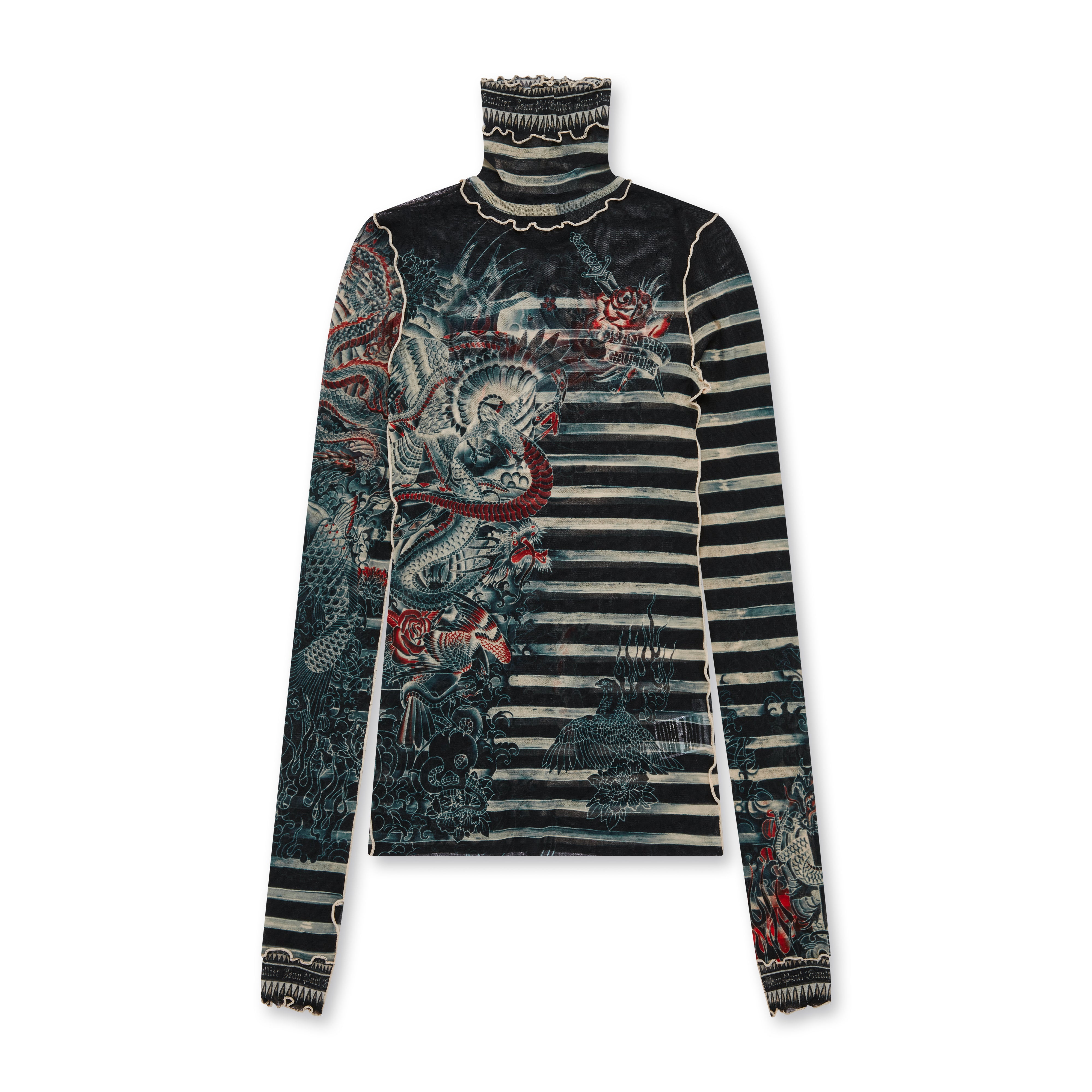 Jean Paul Gaultier: Women's Tattoo Print Long Sleeve Top