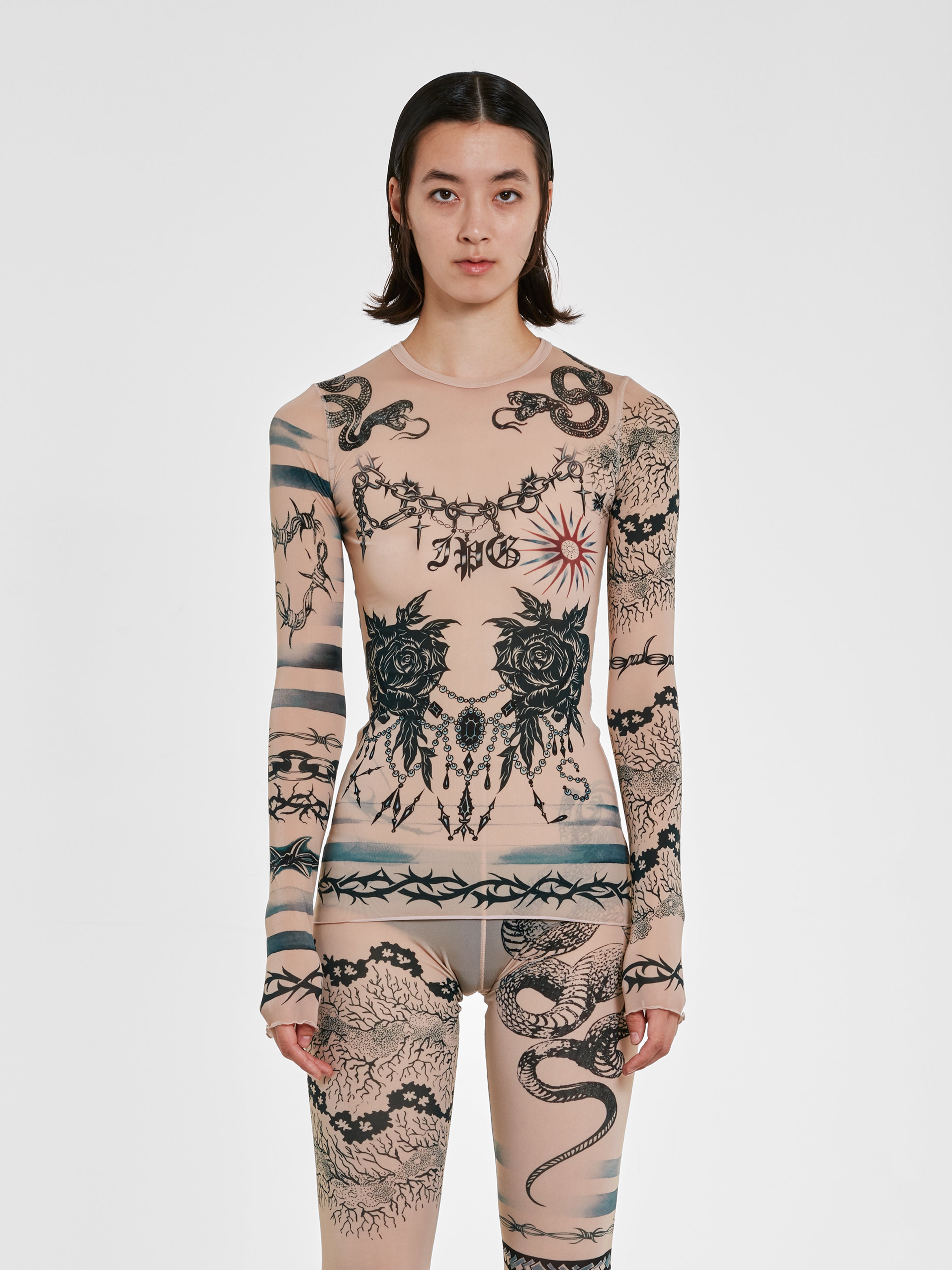 Jean Paul Gaultier: KNWLS Women's Trompe L'Oeil Tattoo Long Sleeve