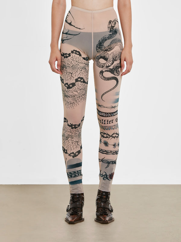 Jean Paul Gaultier_Jean Paul Gaultier - KNWLS Women's Trompe L'Oeil Tattoo Print Leggings - (Nude/Grey/Black)_LEGGINGS