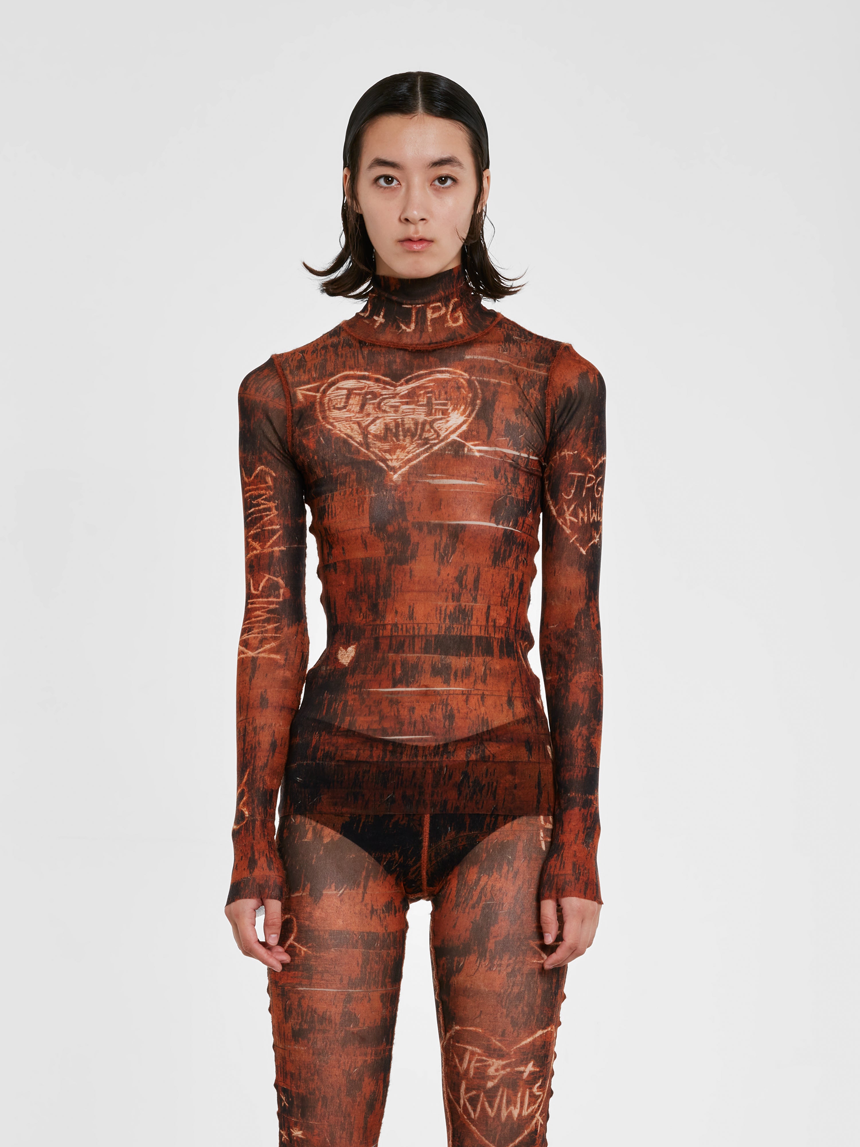 Jean Paul Gaultier: KNWLS Women's Scratch Wood Long Sleeve Printed