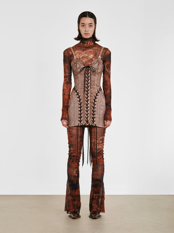 Jean Paul Gaultier_Jean Paul Gaultier - KNWLS Women’s Conical Laced Dress - (Brown/Ecru)_DRESSES