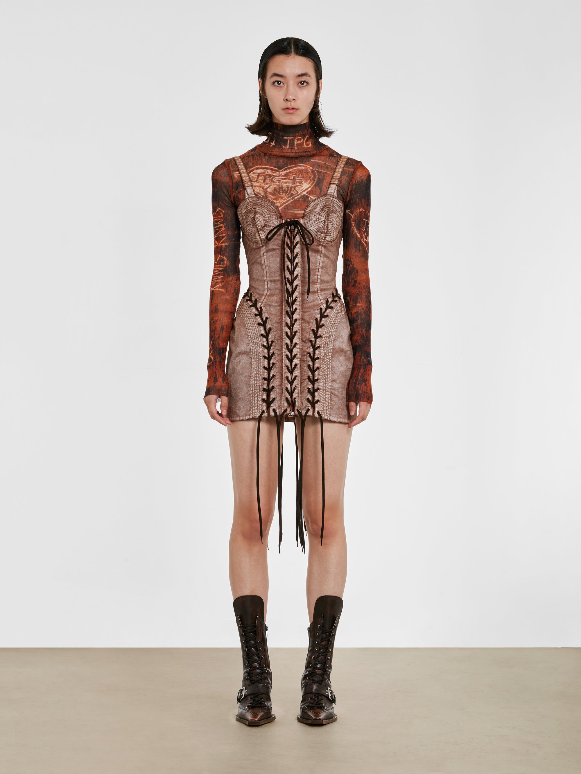 Jean Paul Gaultier - KNWLS Womens Conical Laced Dress - (Brown/Ecru)