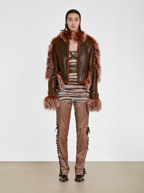 Jean Paul Gaultier_Jean Paul Gaultier - Knwls Women'S Shearling Jacket - (Brown/Lilac)_JACKETS