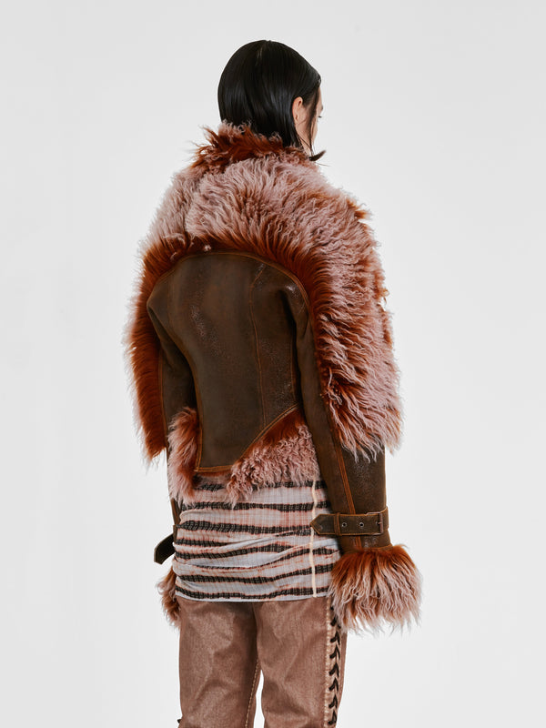 Jean Paul Gaultier_Jean Paul Gaultier - Knwls Women'S Shearling Jacket - (Brown/Lilac)_JACKETS