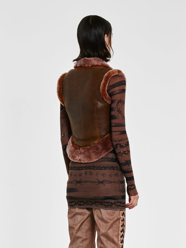 Jean Paul Gaultier_Jean Paul Gaultier - KNWLS Women's Shearling Bustier - (Brown/Lilac)_TOPS