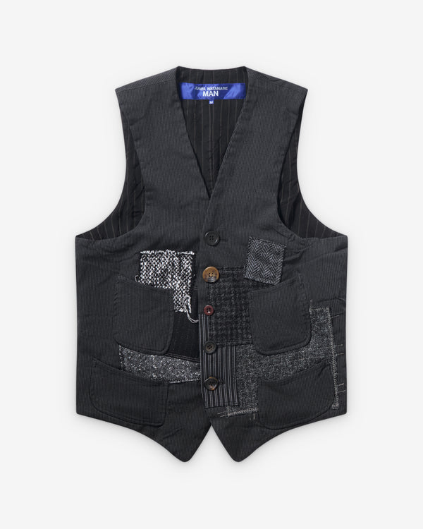 Junya Watanabe Man  - Men's Patchwork Vest - (Black/Grey)