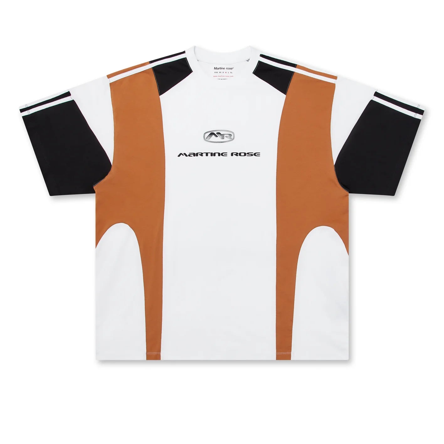 MARTINE ROSE - Men's Panelled Oversized T-Shirt - (White/Black/Terracotta) view 1