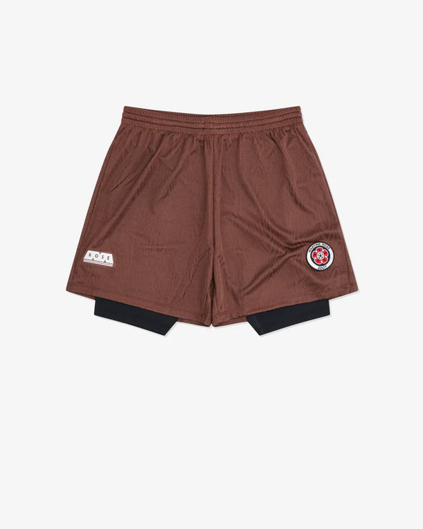 MARTINE ROSE - Men's Double Football Shorts - (Brown)