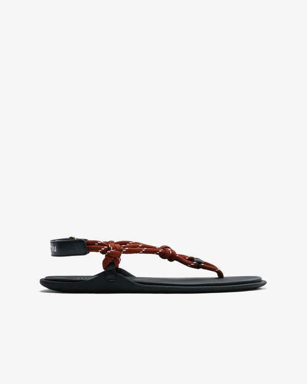 MIU MIU - Women's Riviere Cord and Leather Sandals - (Tobacco)