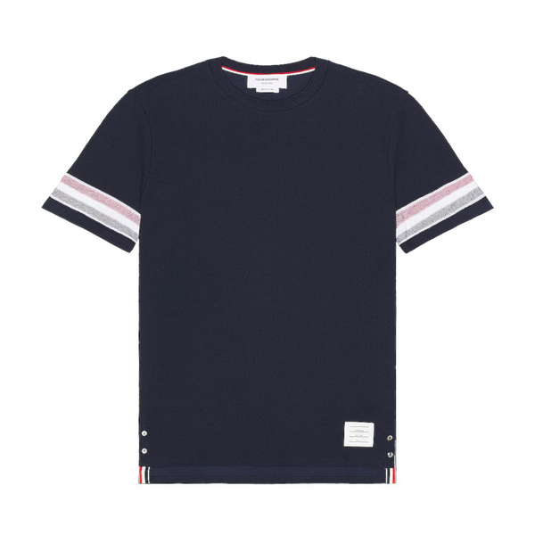 THOM BROWNE - Tri-colour Striped Knit T-shirt - (Navy)