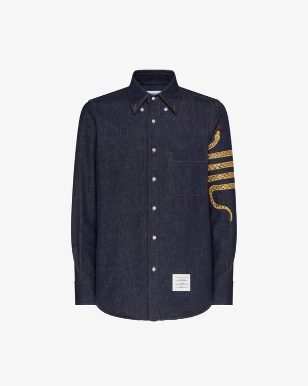 THOM BROWNE - Men's Lunar New Year Straight Fit Denim Shirt - (Denim450)