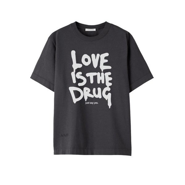 APPLIED ART FORMS - Men's Love Is The Drug T-Shirt - (Charcoal/White)