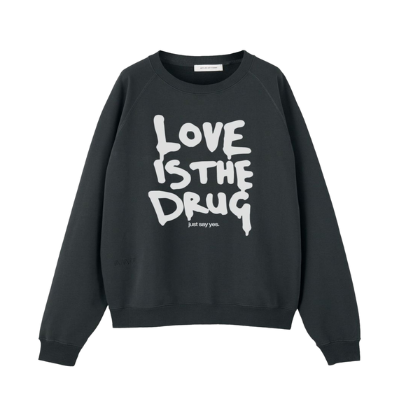 APPLIED ART FORMS - Men's Love Is The Drug Crewneck Sweater - (Charcoal/White)