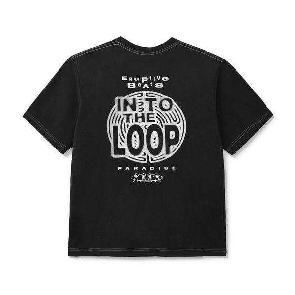 PARADISE YOUTH CLUB - Into The Loop Tee - (Black Acid Wash)