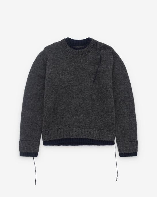 SACAI - Men's Wool Knit Pullover - (Grey301)
