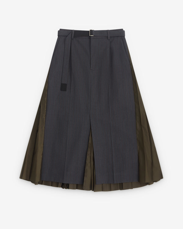 SACAI - Women's Stripe Doeskin Skirt - (Khaki)
