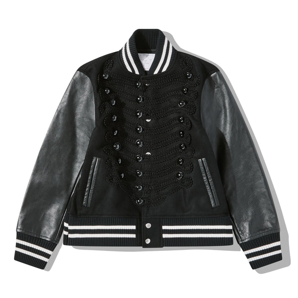 sacai - Women's DSM Exclusive Melton Wool And Leather Jacket - (Black)