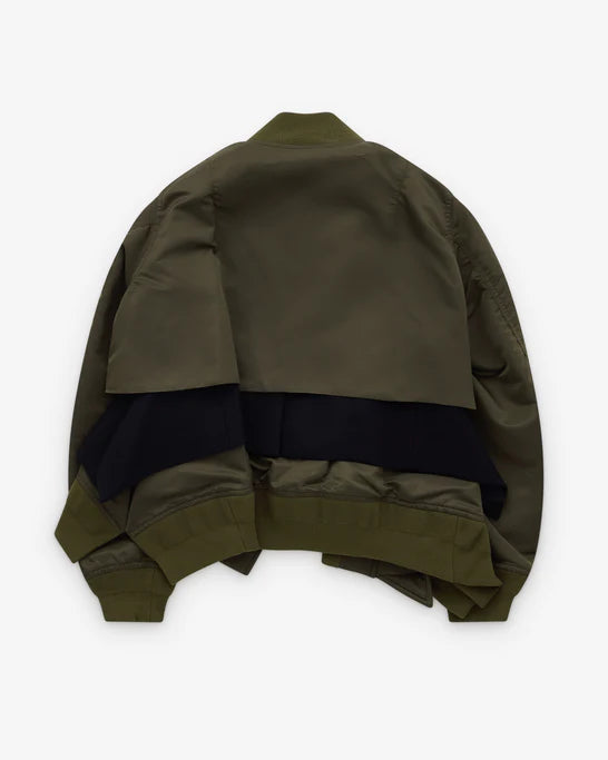 Sacai_SACAI - Women's Nylon Twill X Wool Melton Blouson - (Khaki531)_JACKETS