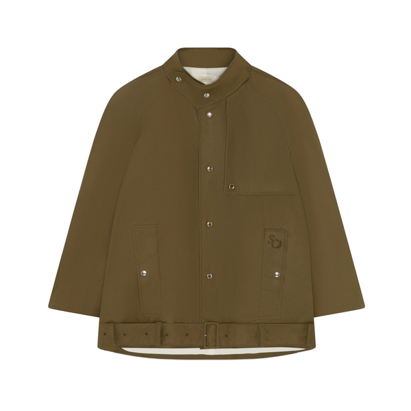 STEFAN COOKE - Men's Woven Short Waxed Coat - (Green/Brown Check)
