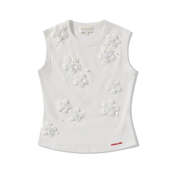 SHU/SHU TONG - Women's 3D Flower T-Shirt - (White)
