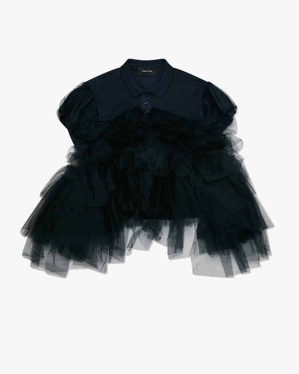 Simone Rocha - Women's Puff Sleeve Tulle Frill Polo Shirt - (Navy/Black)