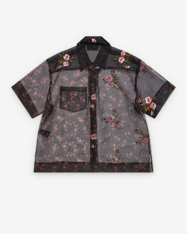 Simone Rocha_SIMONE ROCHA - Men's  Sheer Patchwork Boxy Shirt - (Black)_SHIRTS