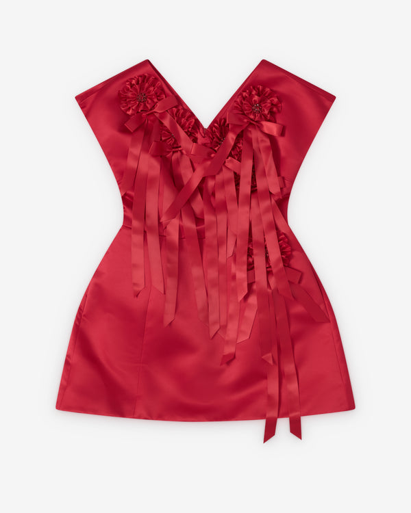 SIMONE ROCHA - Women's Ruffle Rosette Portrait Mini Dress - (Red)