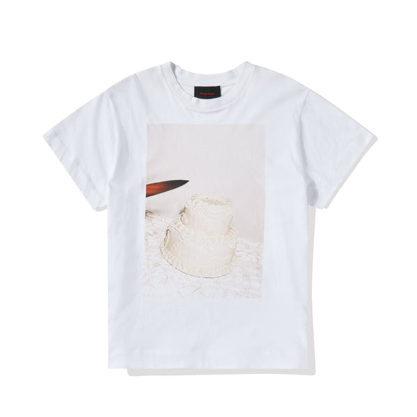 SIMONE ROCHA - Men's Short Sleeve T-Shirt With Cutting Cake Print - (White)