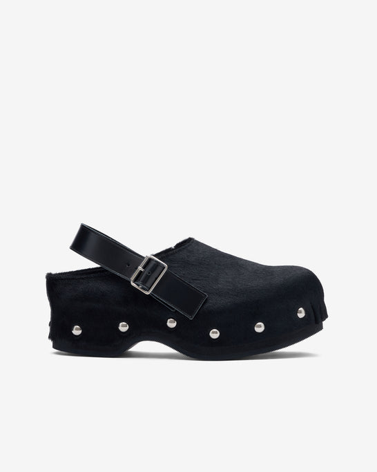 Tao - Women's Hair Calf Mules - (Black)