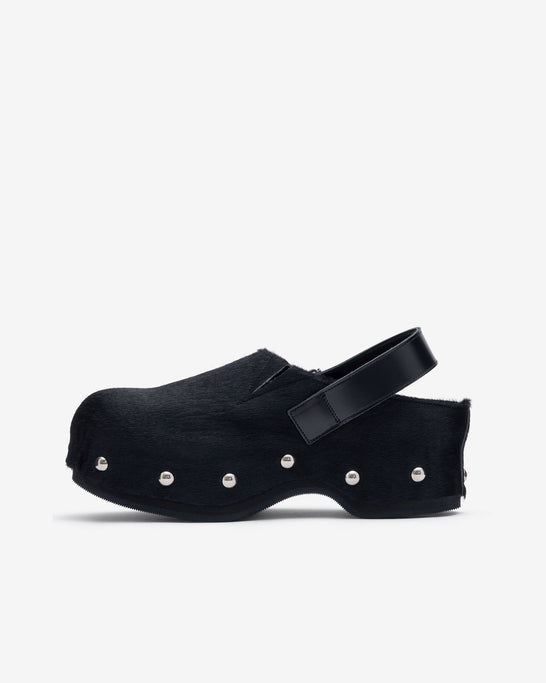 Tao - Women's Hair Calf Mules - (Black)