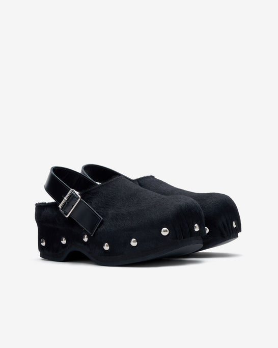 Tao - Women's Hair Calf Mules - (Black)
