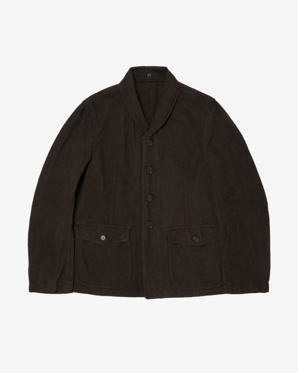 Taiga Takahashi_Taiga Takahashi - Men's Lot 327 Modified Shawl Collar Jacket - (Mud Dyed Brown)_JACKETS