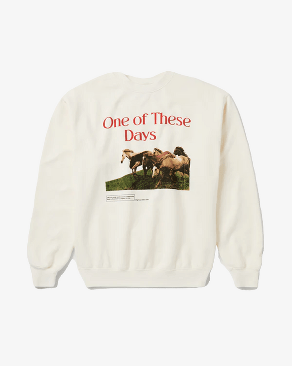 One of These Days - Men's Wild Horses Crew Neck - (White)