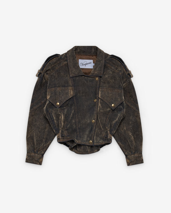 Vaquera_VAQUERA - Women's Flocked Denim Wild West Jacket Woven - (Brown)_JACKETS