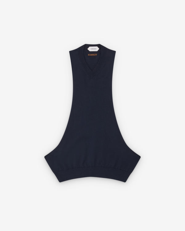 VERSACE_VERSACE - Women's Knit Top Cutout Classics - (Navy)_TANK TOPS