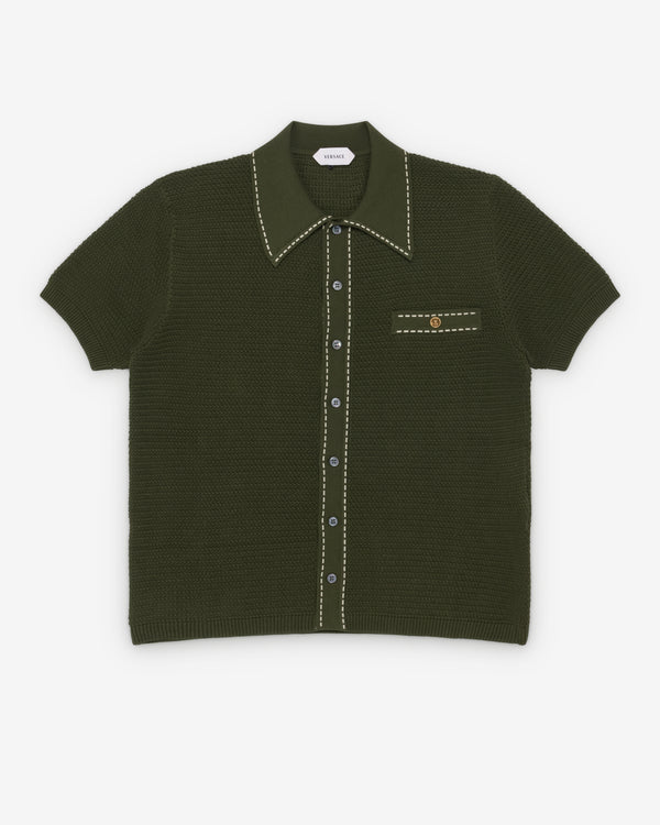 VERSACE_VERSACE - Men's Knit Sweater Tratteggi - (Dark Olive)_KNIT TOPS