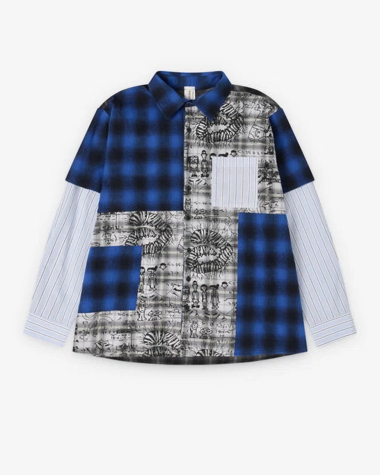 WESTFALL - Men's Studio Westfall Flannel Patch Layer Button Down Shirt - (Multi)