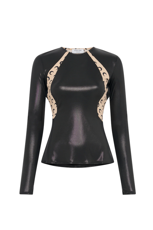 MARINE SERRE - Women's Regenerated Jersey Drapped Long Sleeves - (Black)