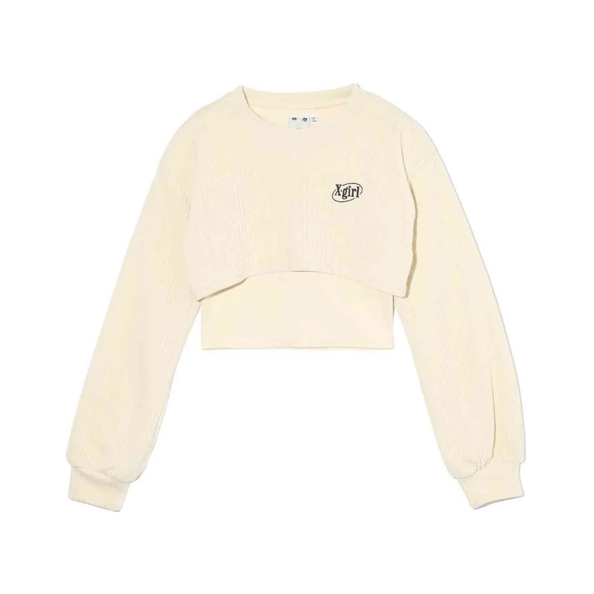 X-GIRL: Slanted Oval Logo 2P Layered Top (White) | DSMS E-SHOP
