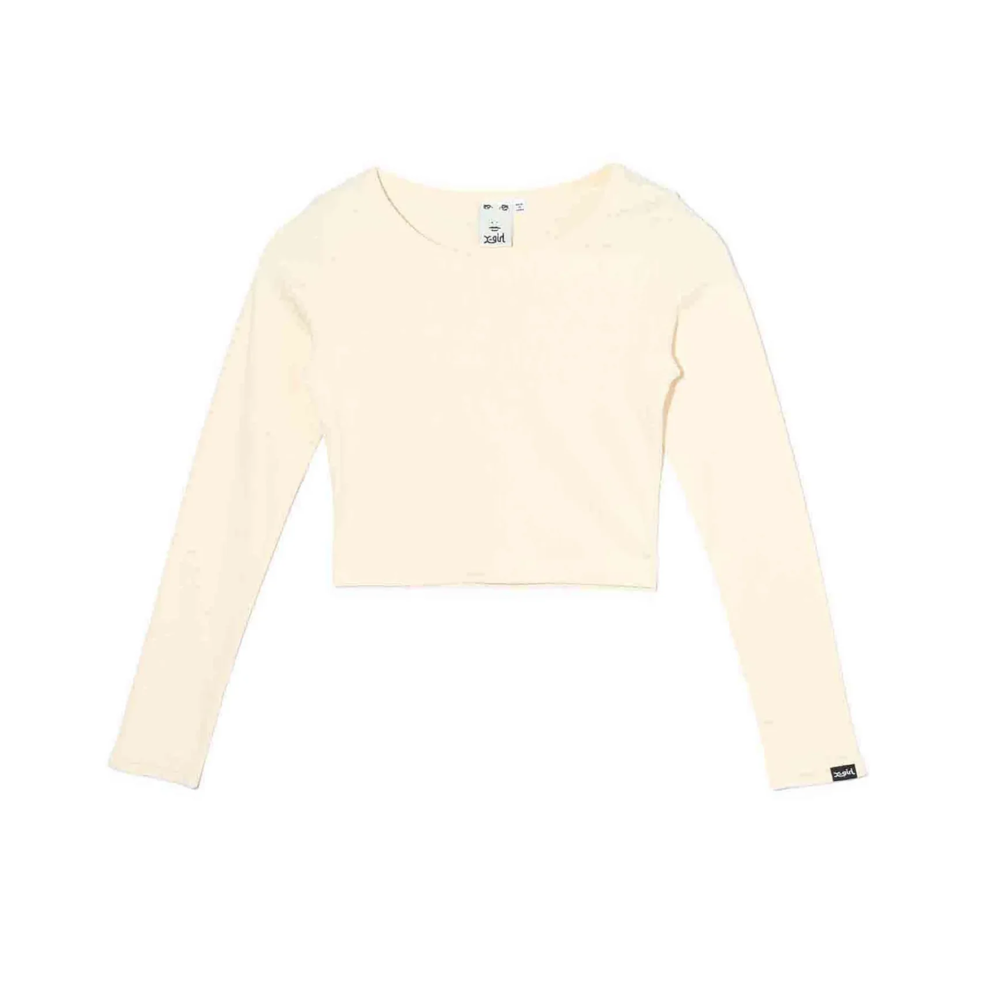X-GIRL: Slanted Oval Logo 2P Layered Top (White) | DSMS E-SHOP
