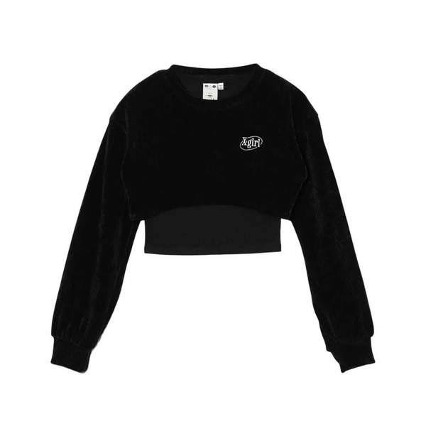 Xgirl_X-GIRL - Slanted Oval Logo 2P Layered Top - (10 Black)_SWEATERS