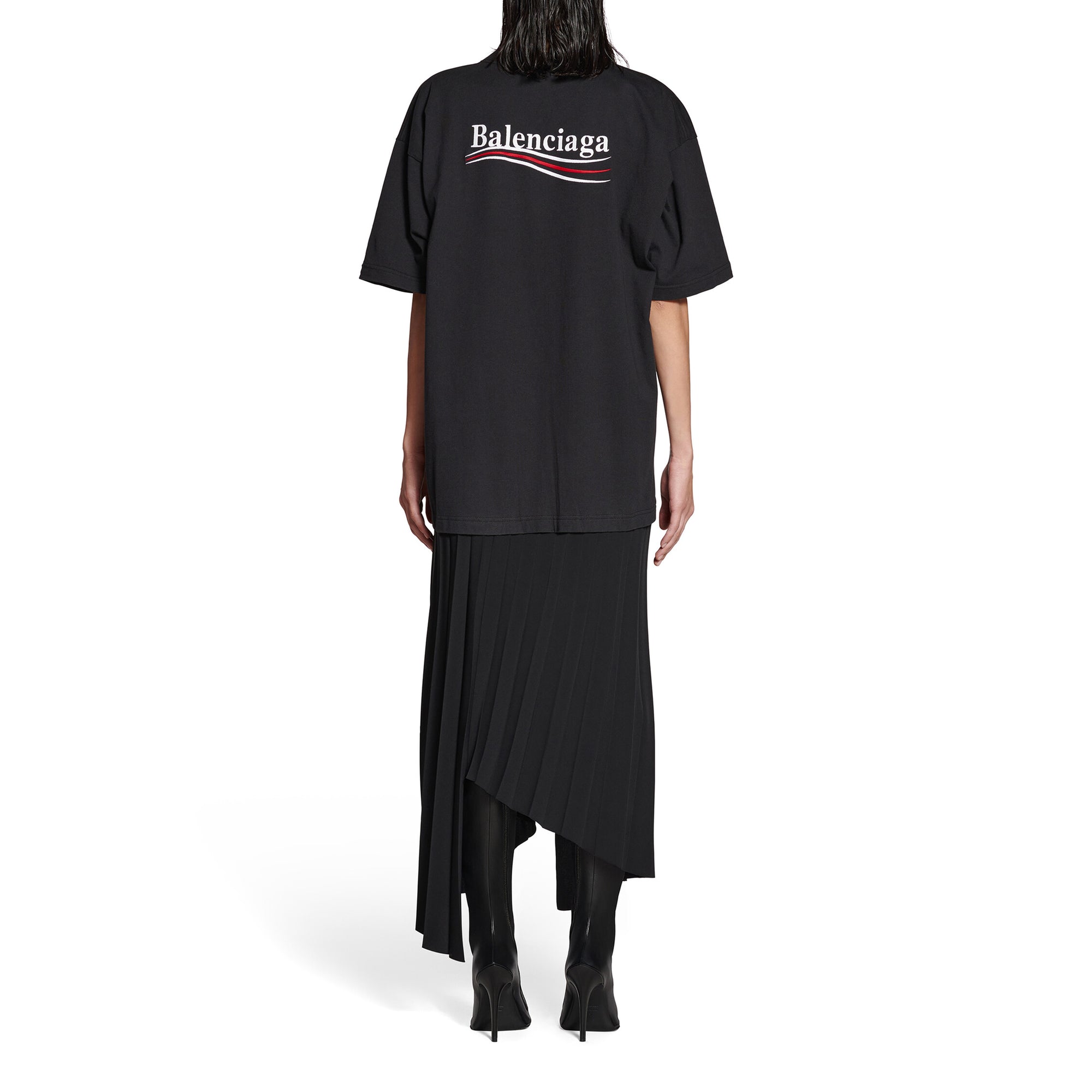 balenciaga t shirt dress BALENCIAGA: Technical Crepe T-Shirt Dress (1000 BLACK)