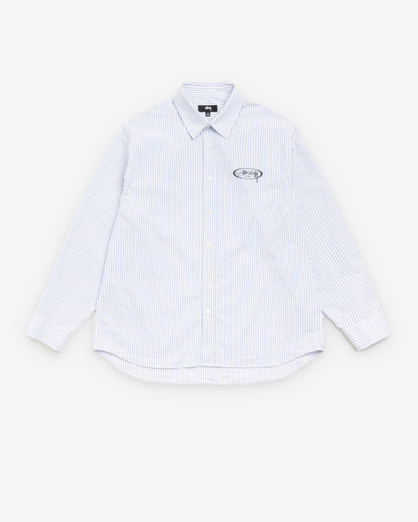 Stüssy  - Men's Standard Long Sleeve Shirt Logo - (Blue Stripe)