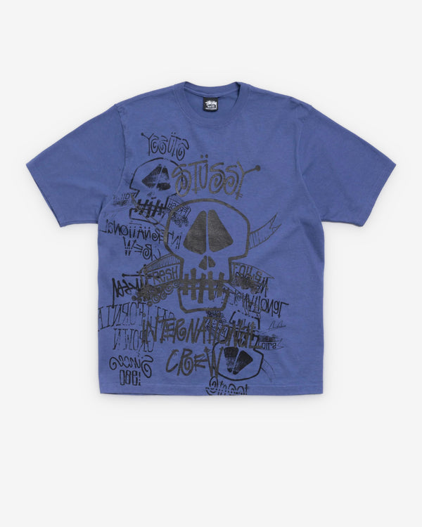 Stüssy - Men's Skulls Pigment Dyed Tee - (Indigo)