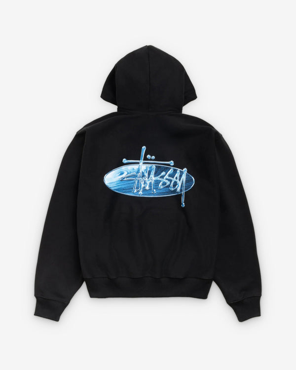 Stussy_Stüssy - Men's Wave Oval Hood - (Black)_HOODIE