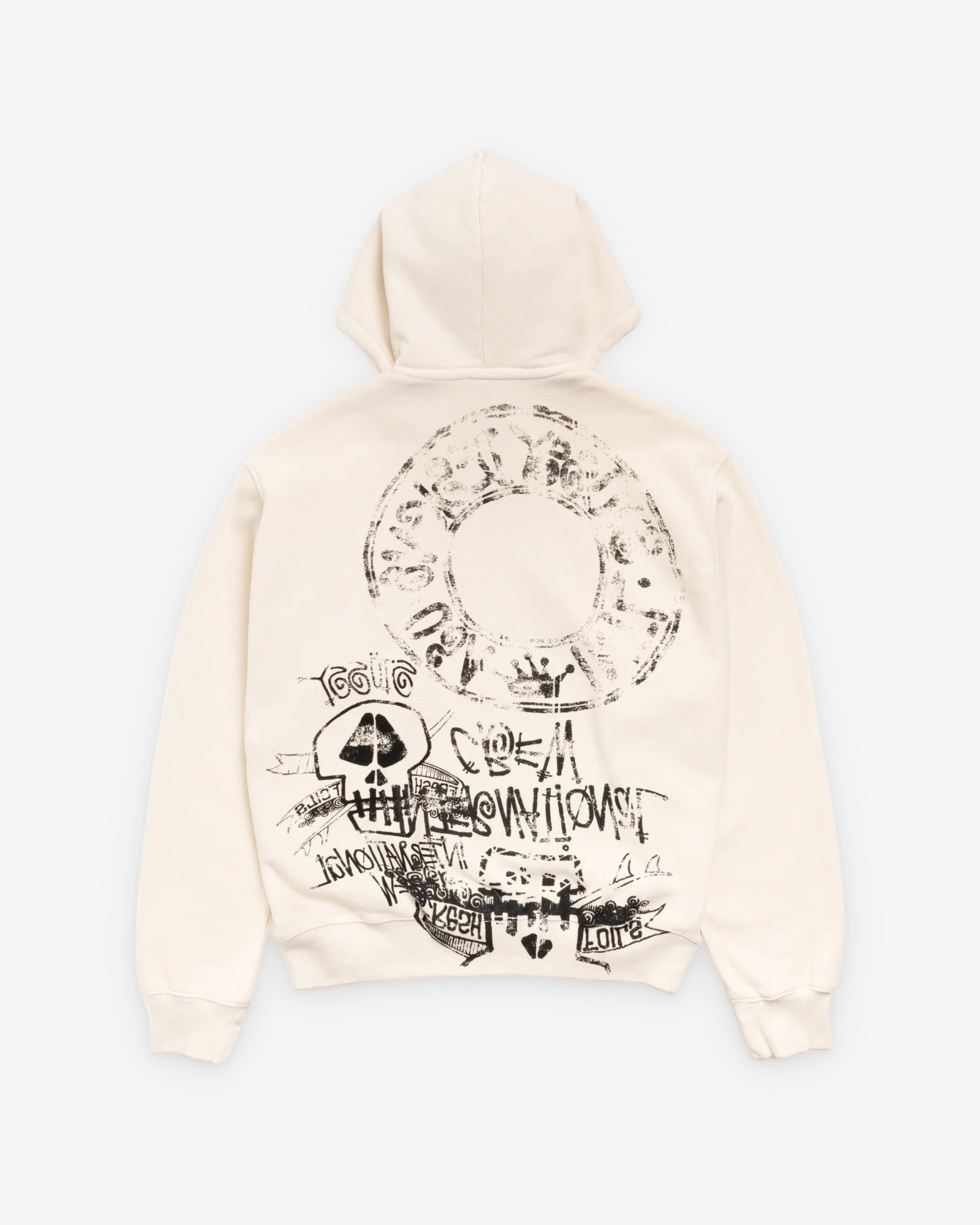 Stüssy : Men's Skulls Pigment Dyed Zip Hoodie (Bone) | DSMS E-SHOP