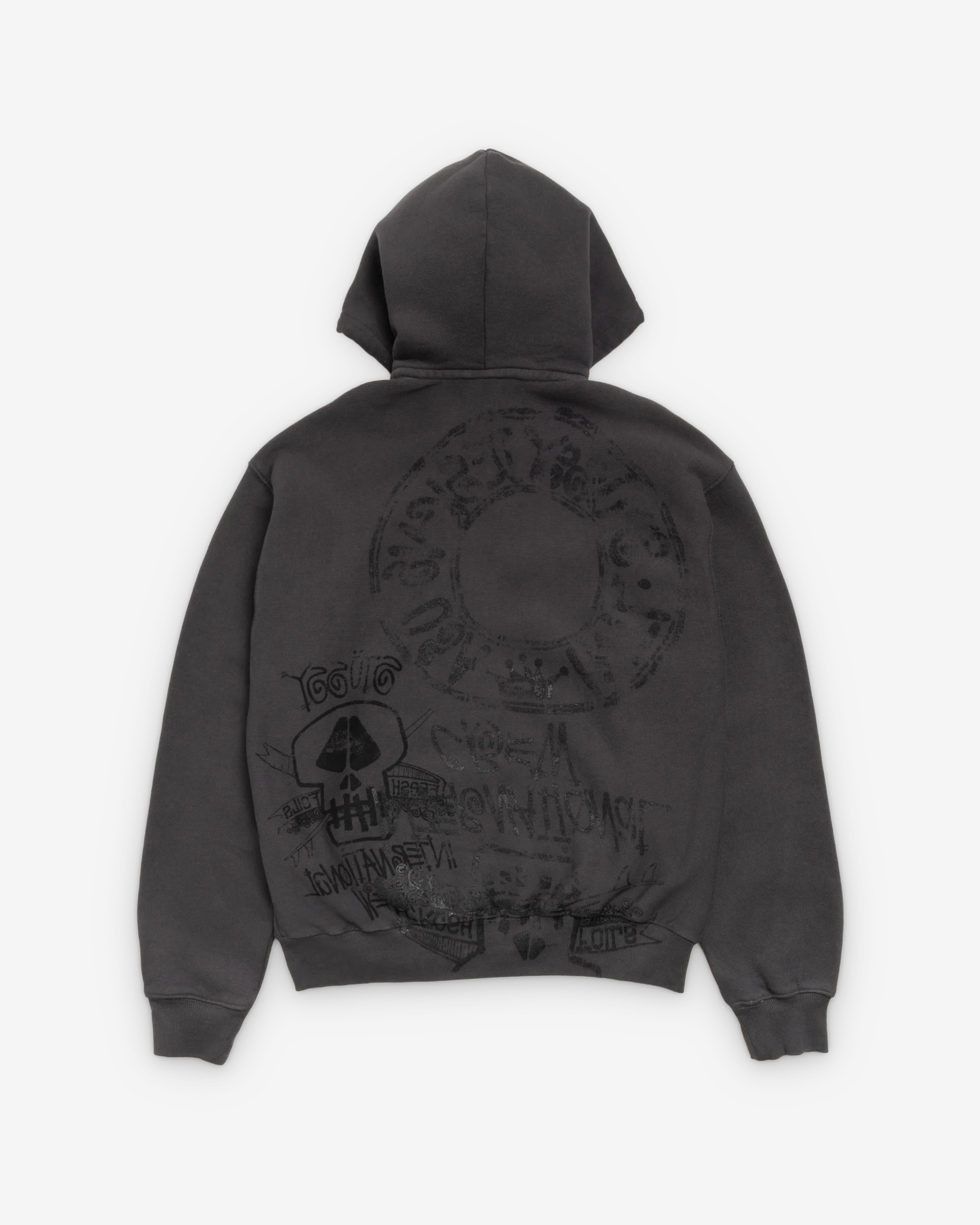 トップス STUSSY 26SS SKULLS GAR DYED ZIP HOOD Stüssy : Men's Skulls Pigment Dyed Zip Hoodie (Black) | DSMS E-SHOP