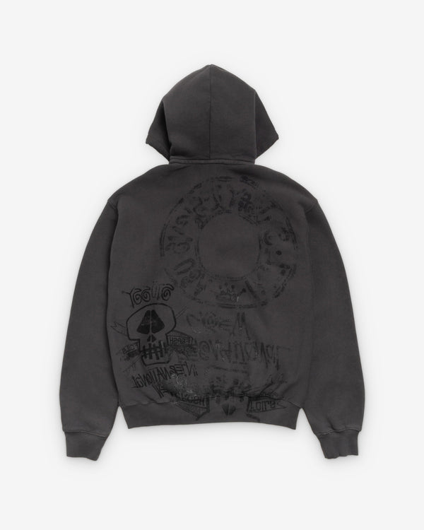 Stüssy  - Men's Skulls Pigment Dyed Zip Hoodie - (Black)